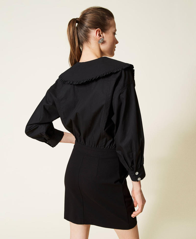 Short dress with maxi collar Black Woman 221AT2160-03