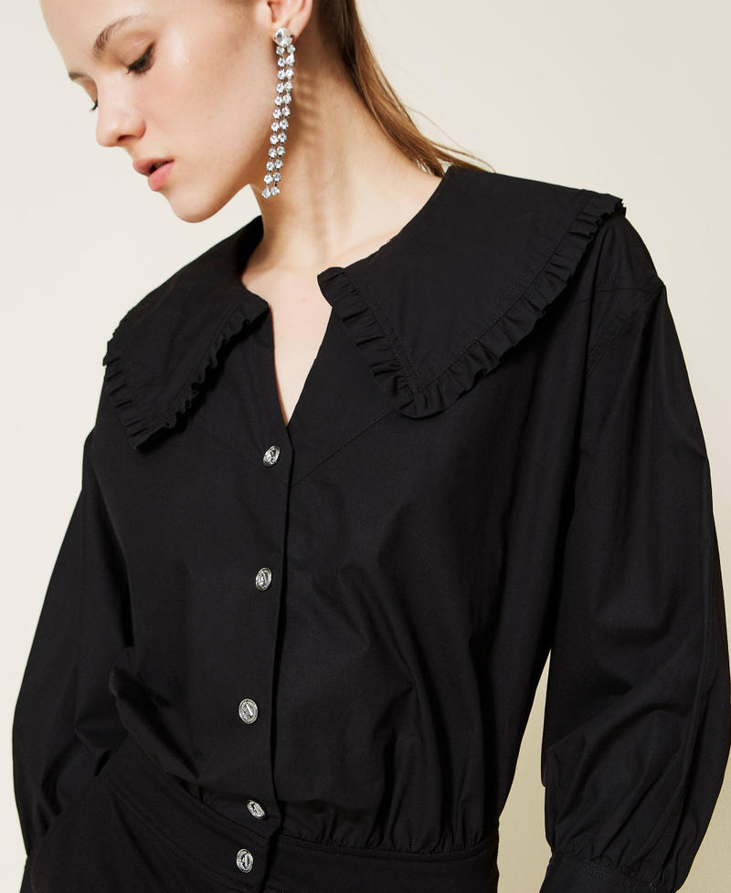 Short dress with maxi collar Black Woman 221AT2160-04