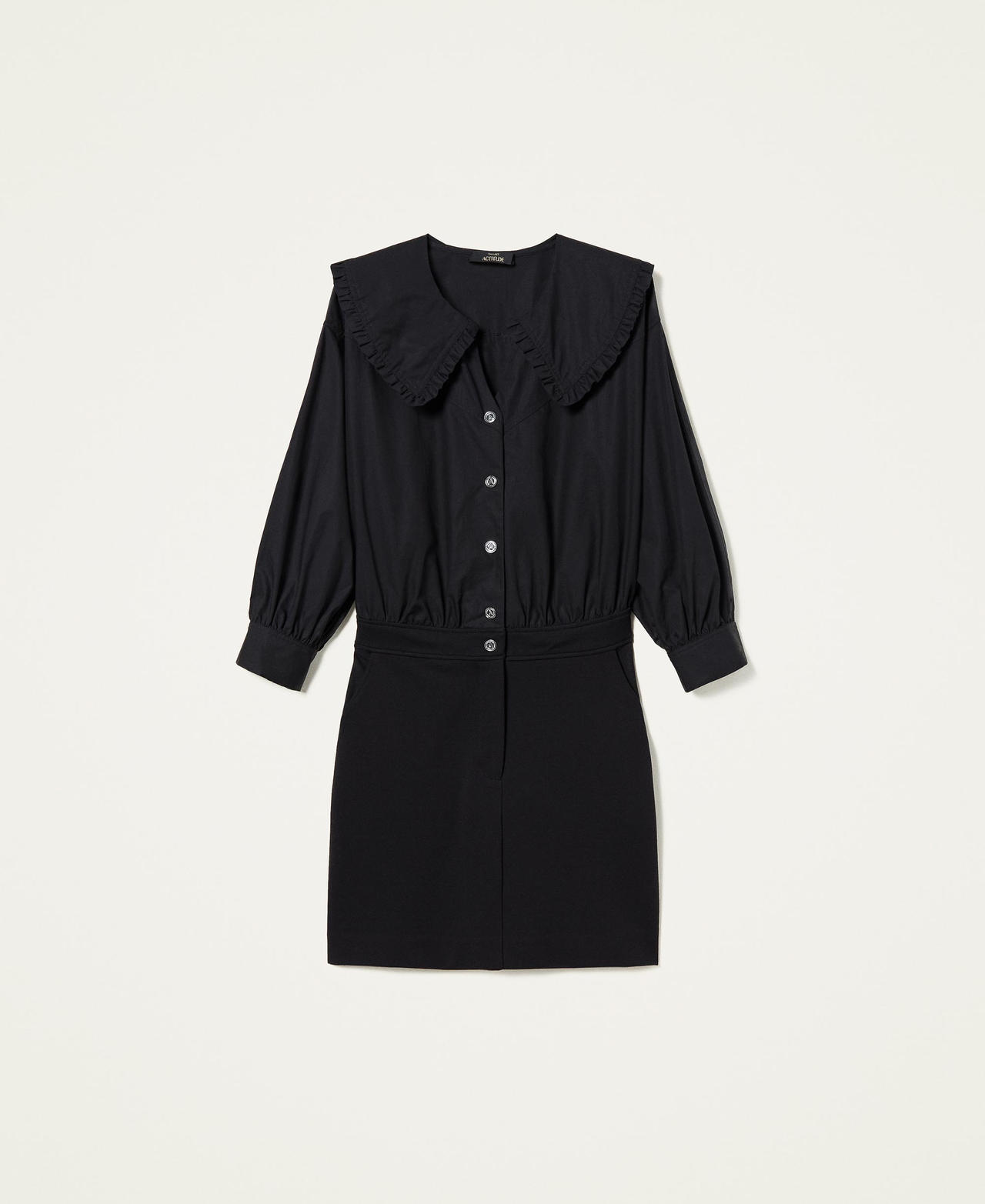 Short dress with maxi collar Black Woman 221AT2160-0S