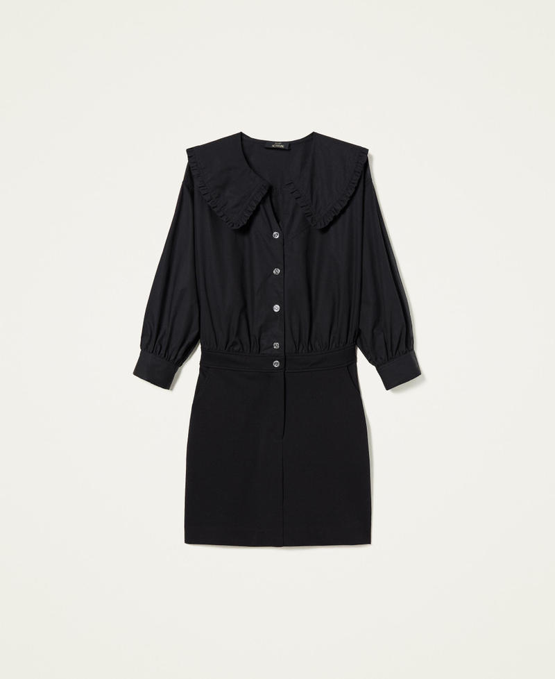 Short dress with maxi collar Black Woman 221AT2160-0S