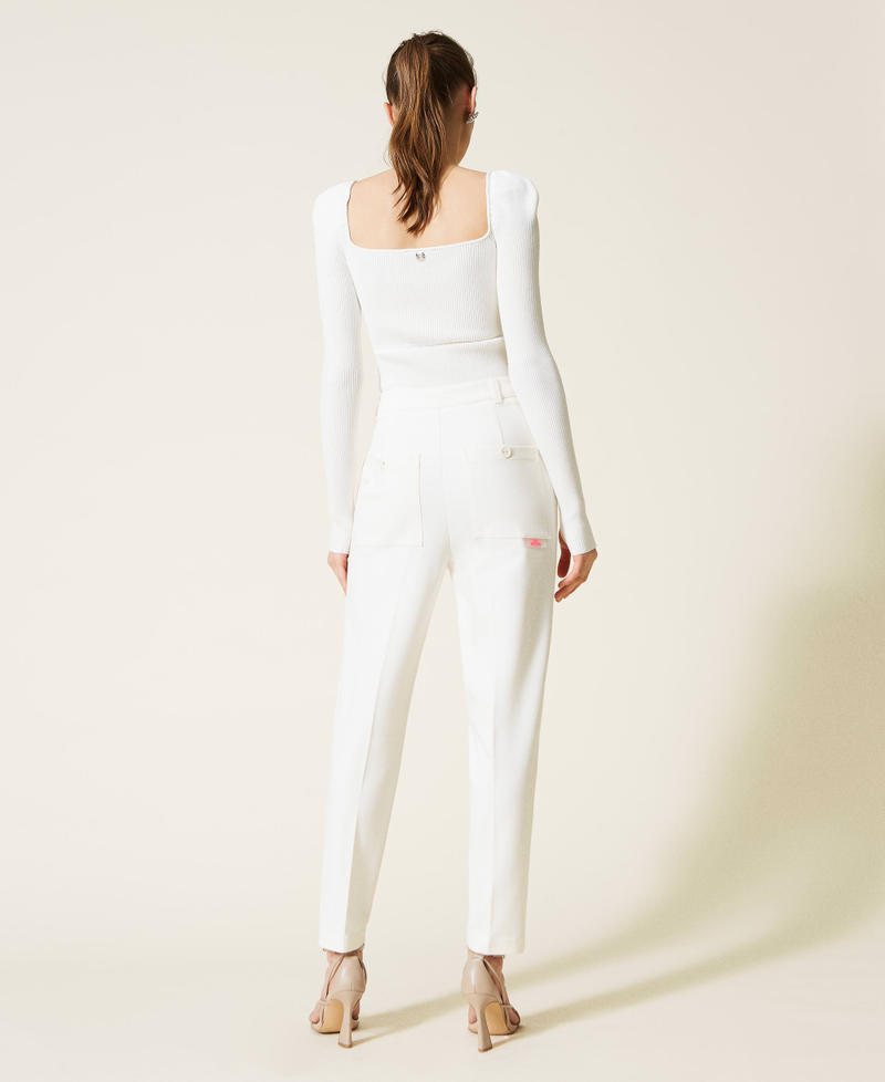 Asymmetric closure trousers White Gardenia Woman 221AT2166-04