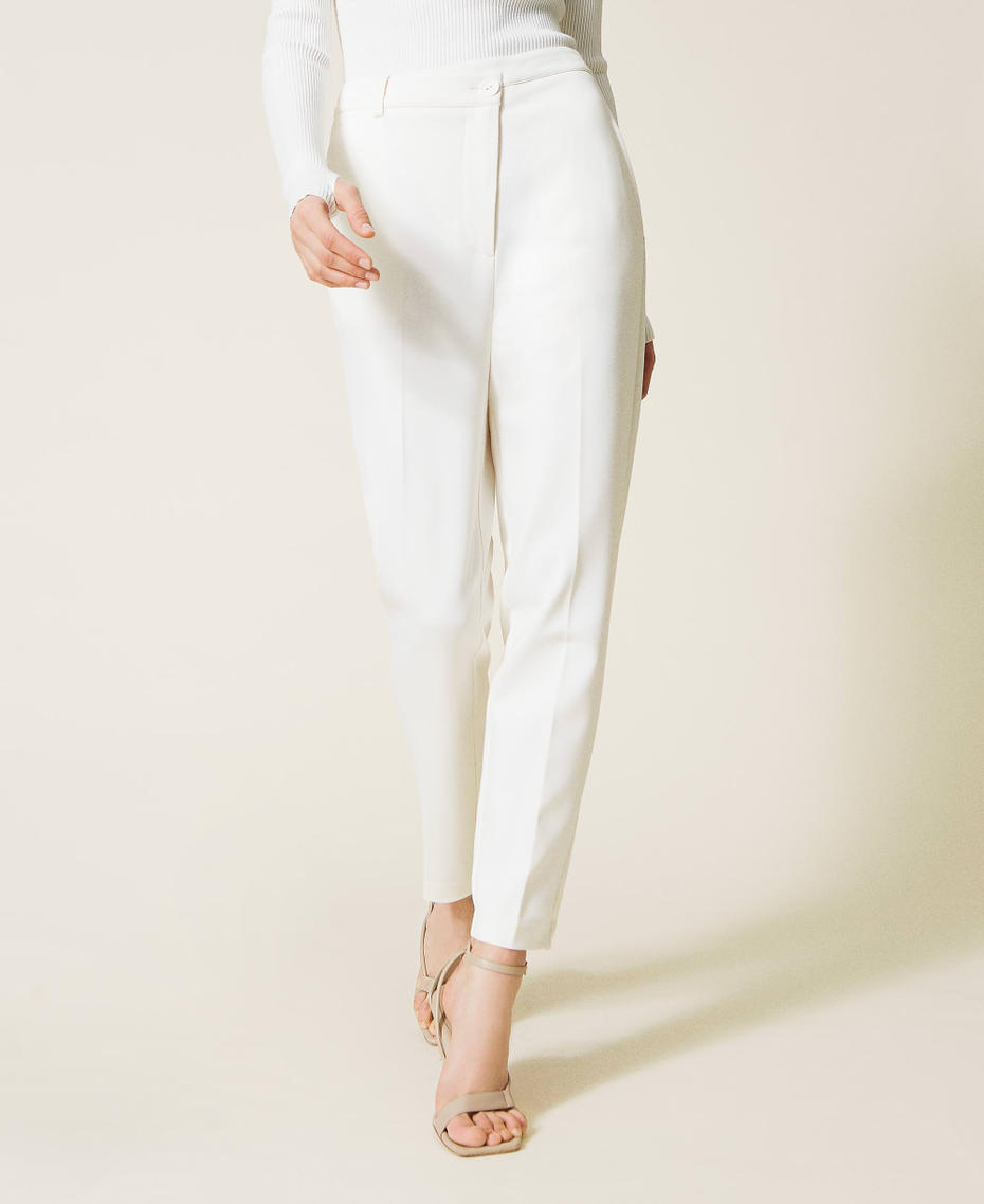 Asymmetric closure trousers White Gardenia Woman 221AT2166-05
