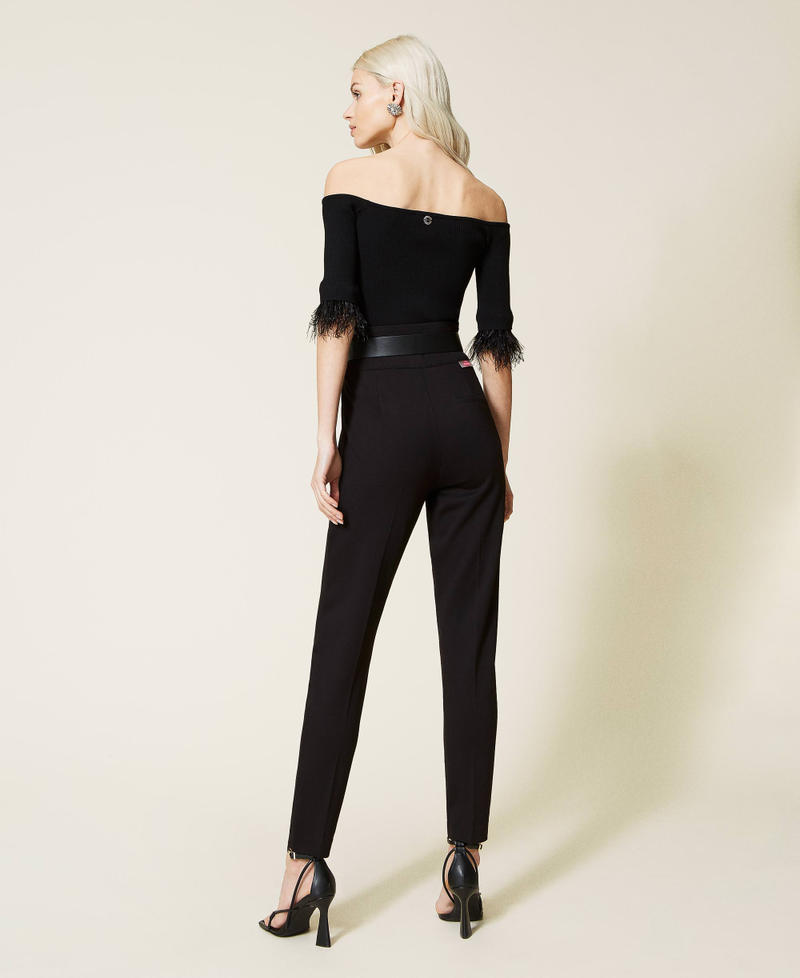Cigarette trousers with pleats Black Woman 221AT216B-04