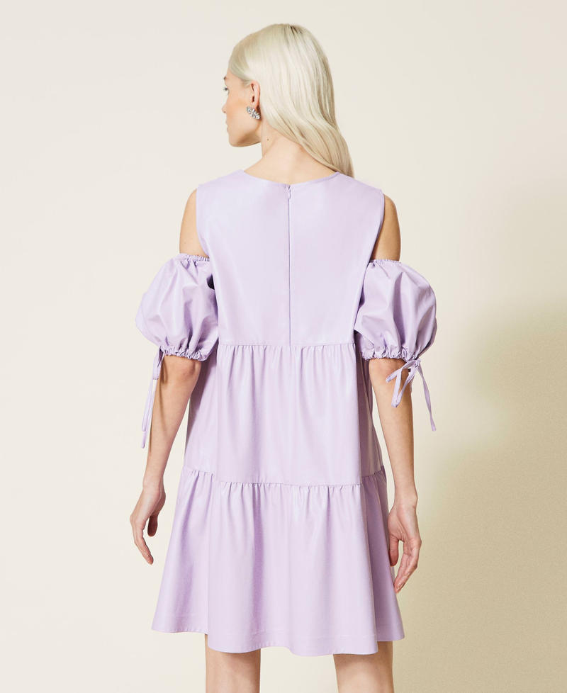 Coated fabric dress with flounces "Pastel Lilac” Woman 221AT216C-04