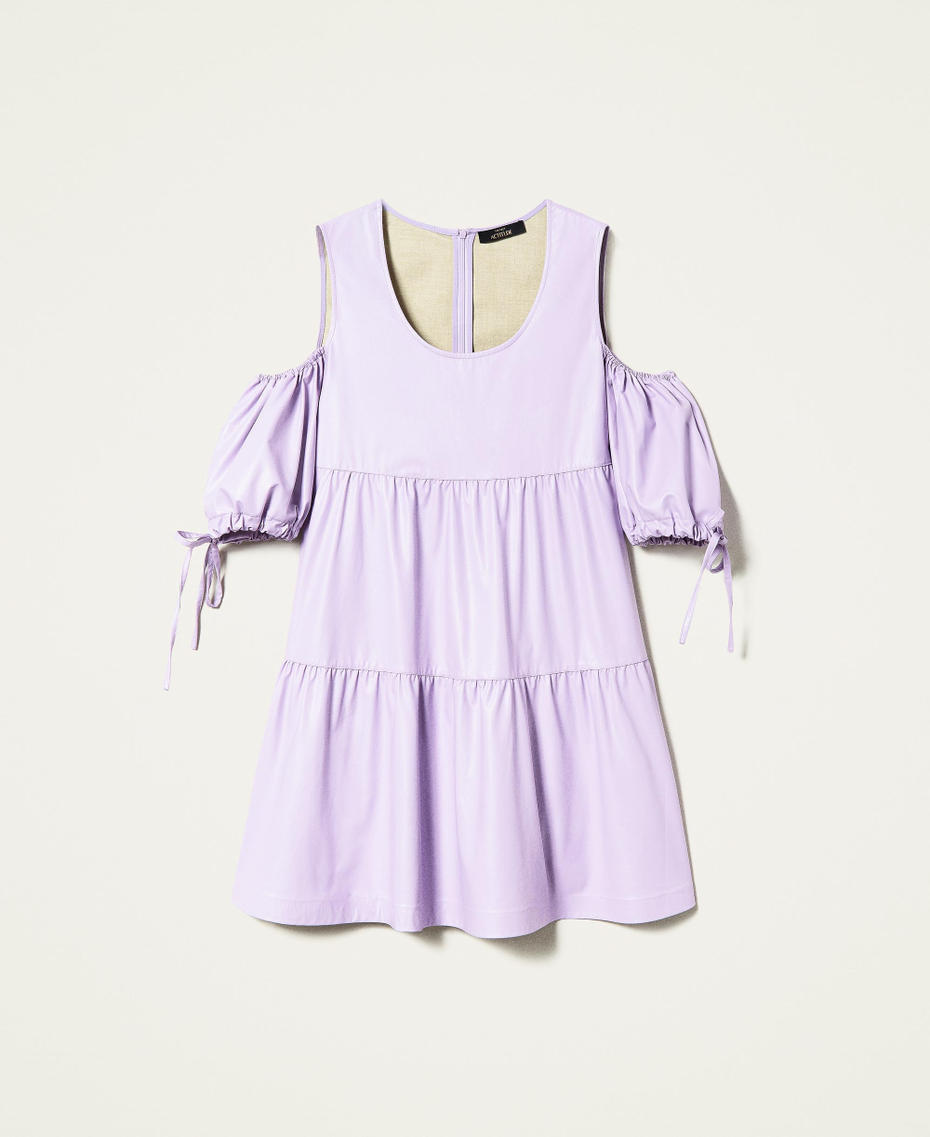 Платье из ткани с полимерным покрытием и оборками Фиолетовый "Пастельная сирень" женщина 221AT216C-0S