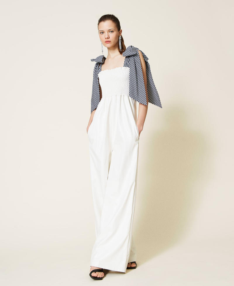 Combinaison en tissu enduit Blanc Gardénia Femme 221AT2170-02