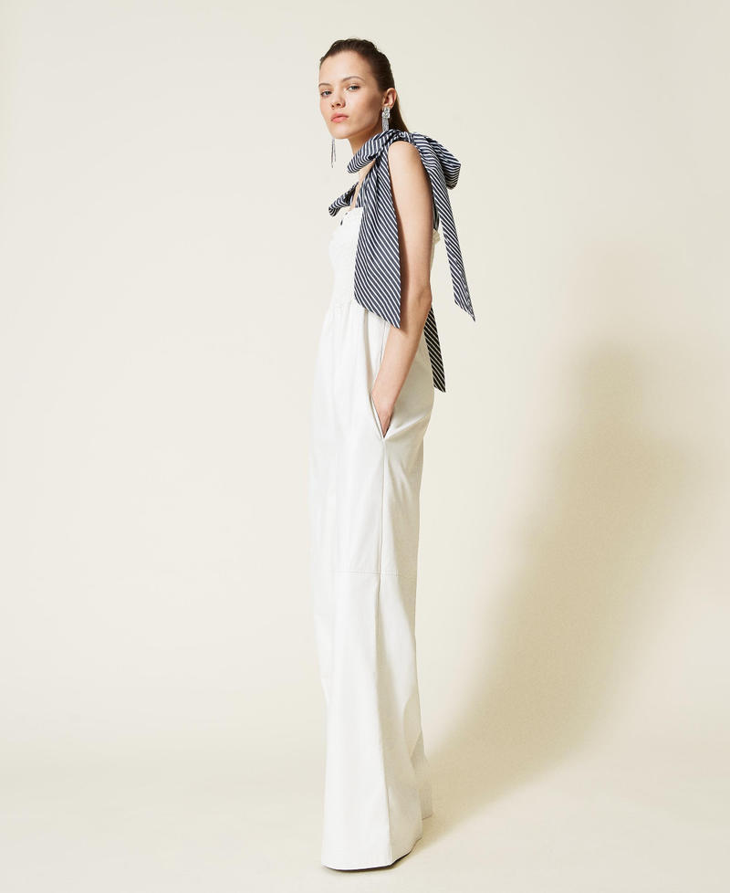Combinaison en tissu enduit Blanc Gardénia Femme 221AT2170-03