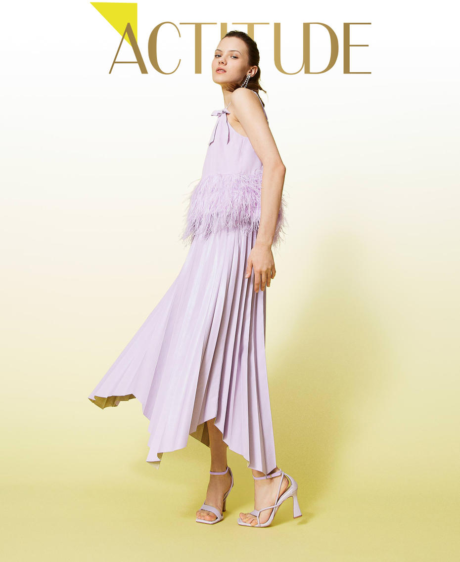 Pleated midi skirt "Pastel Lilac” Woman 221AT2173-01