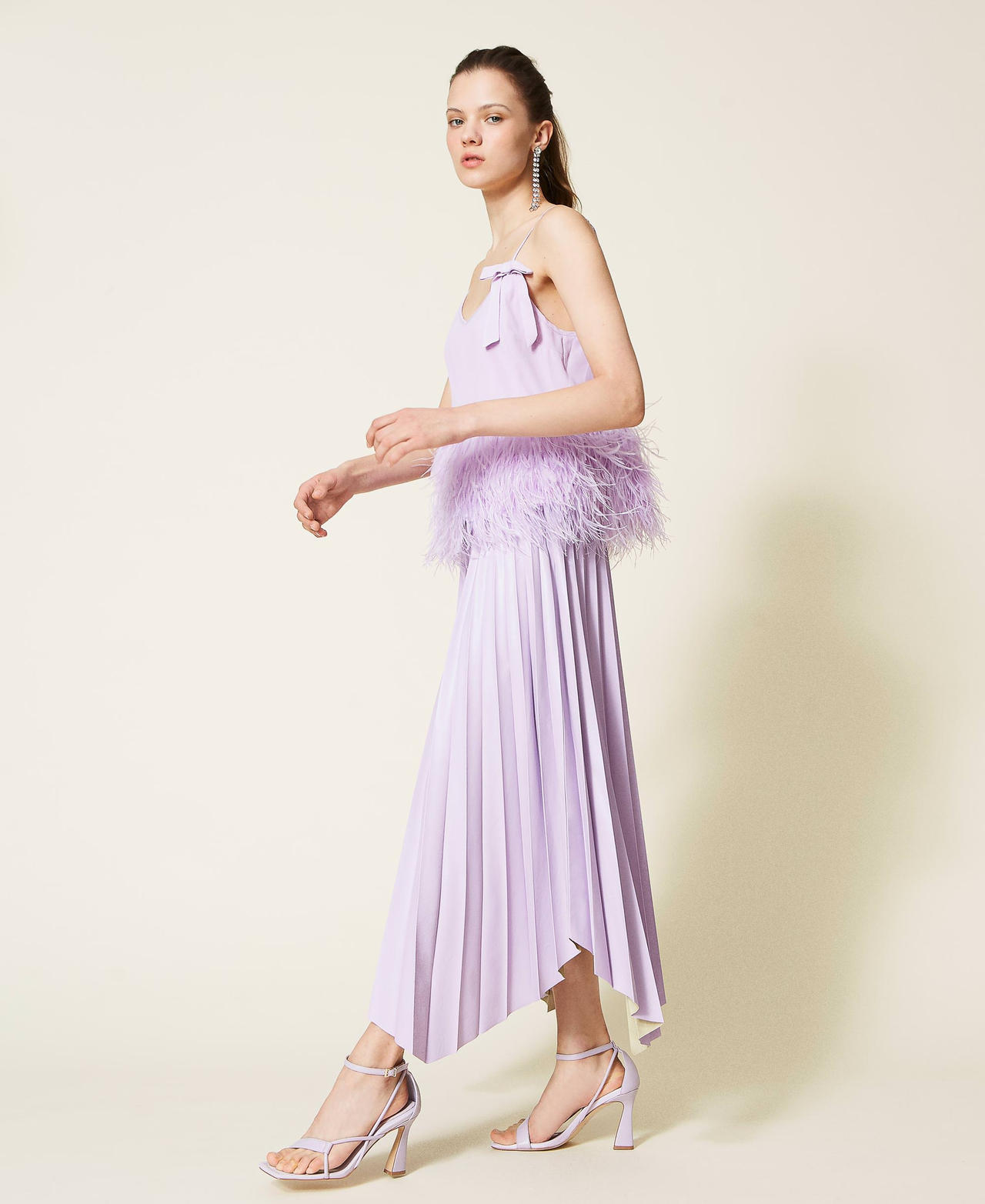 Плиссированная юбка-миди Фиолетовый "Пастельная сирень" женщина 221AT2173-03