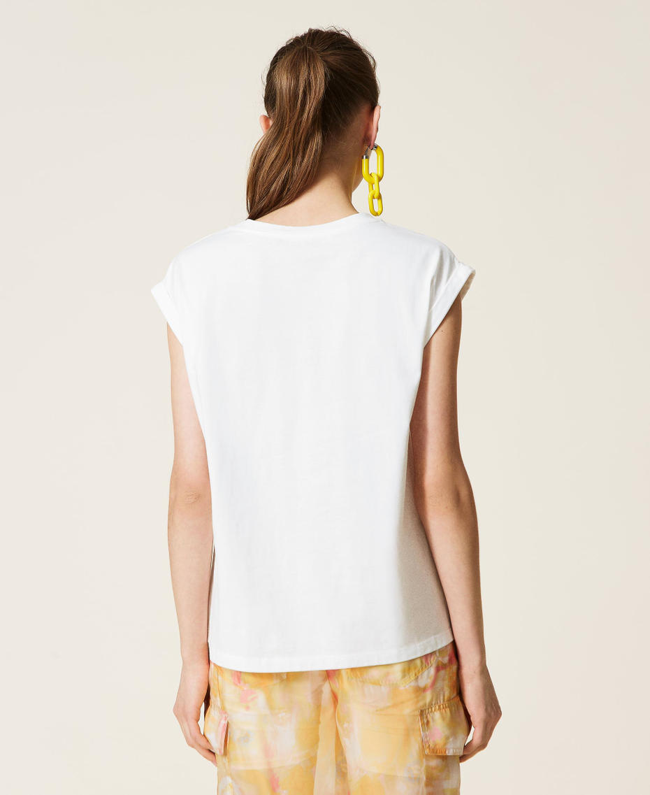 Camiseta con estampado y logotipo Blanco Gardenia Mujer 221AT2182-04