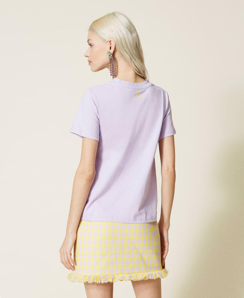 T-Shirt mit Ripsbändern „Pastel Lilac“-Violett Frau 221AT2187-05