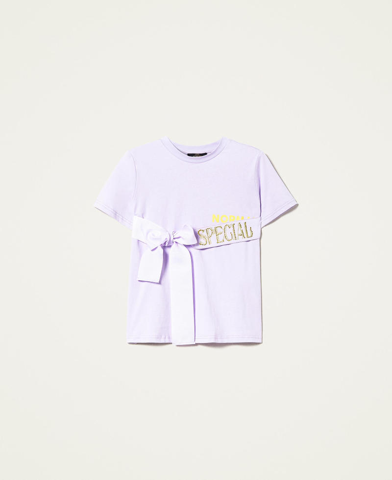 T-Shirt mit Ripsbändern „Pastel Lilac“-Violett Frau 221AT2187-0S