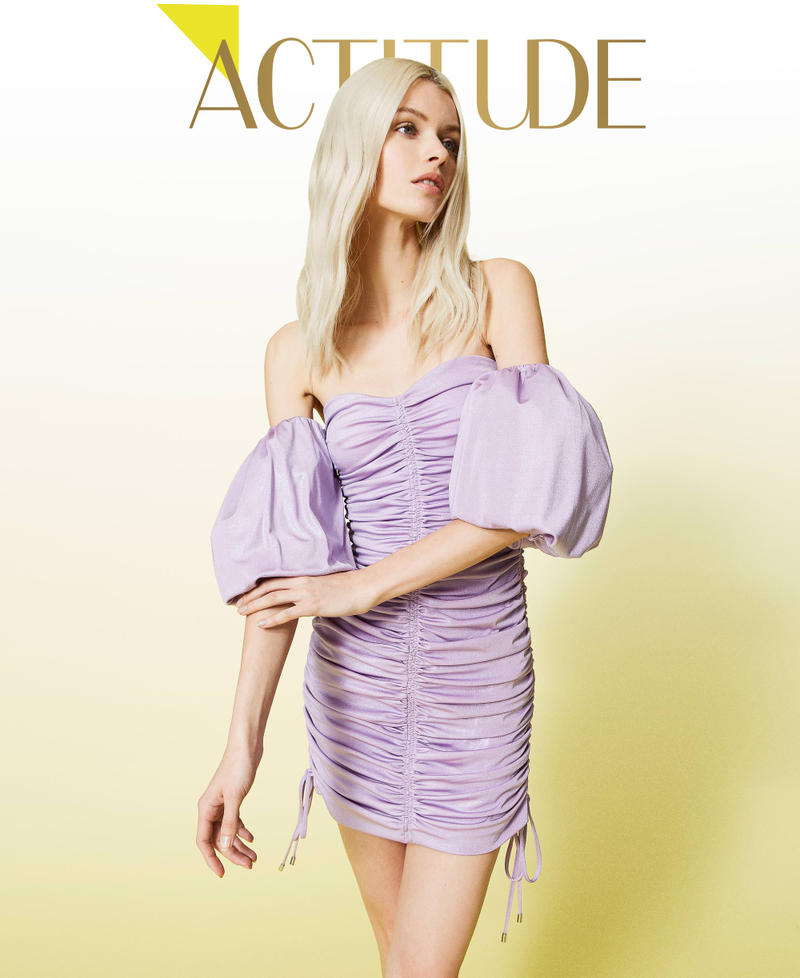 Ламинированное присборенное платье Фиолетовый "Пастельная сирень" женщина 221AT2201-01