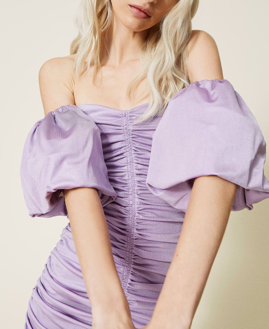 Vestido laminado con fruncido Morado «Pastel Lilac» Mujer 221AT2201-05