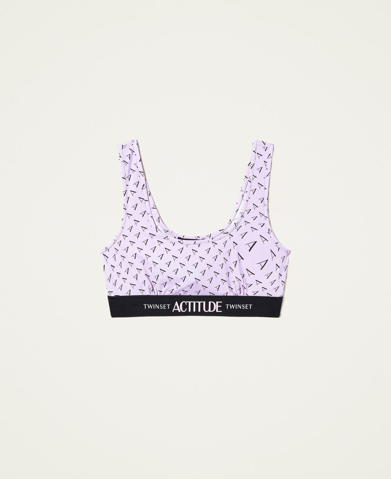 Top with all over logo print "Pastel Lilac" / Black Print Woman 221AT2204-0S