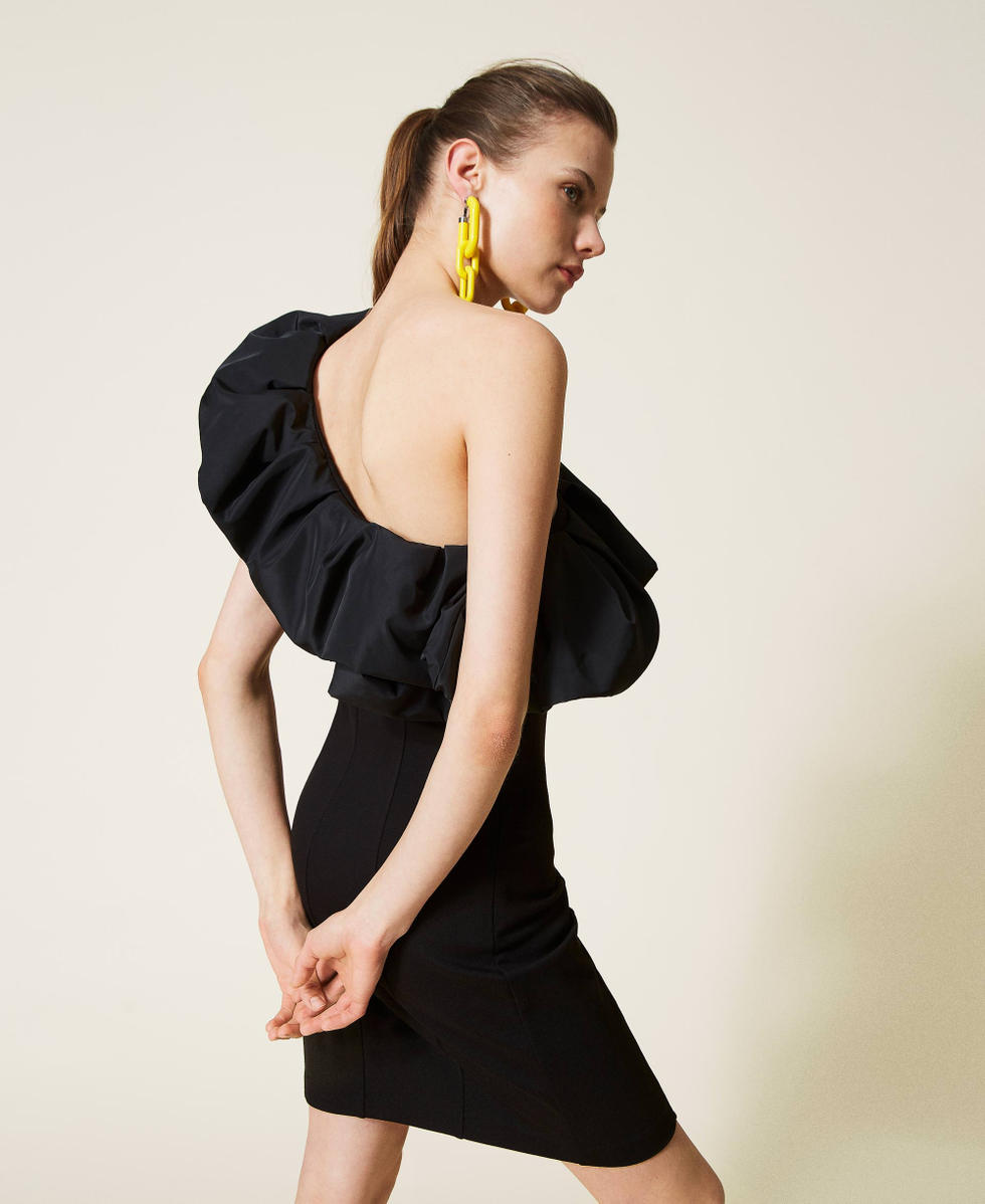 Robe ajust e avec volant en taffetas Femme Noir TWINSET Milano