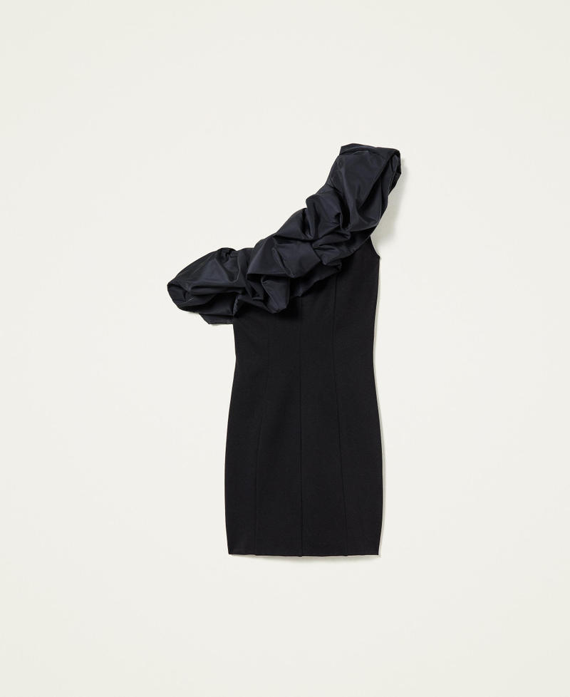 Приталенное платье с оборкой из тафты Черный женщина 221AT2241-0S