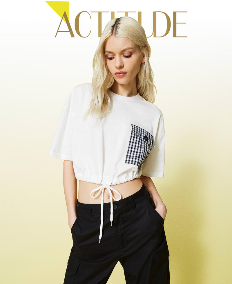 Kasten-T-Shirt mit Vichy-Tasche