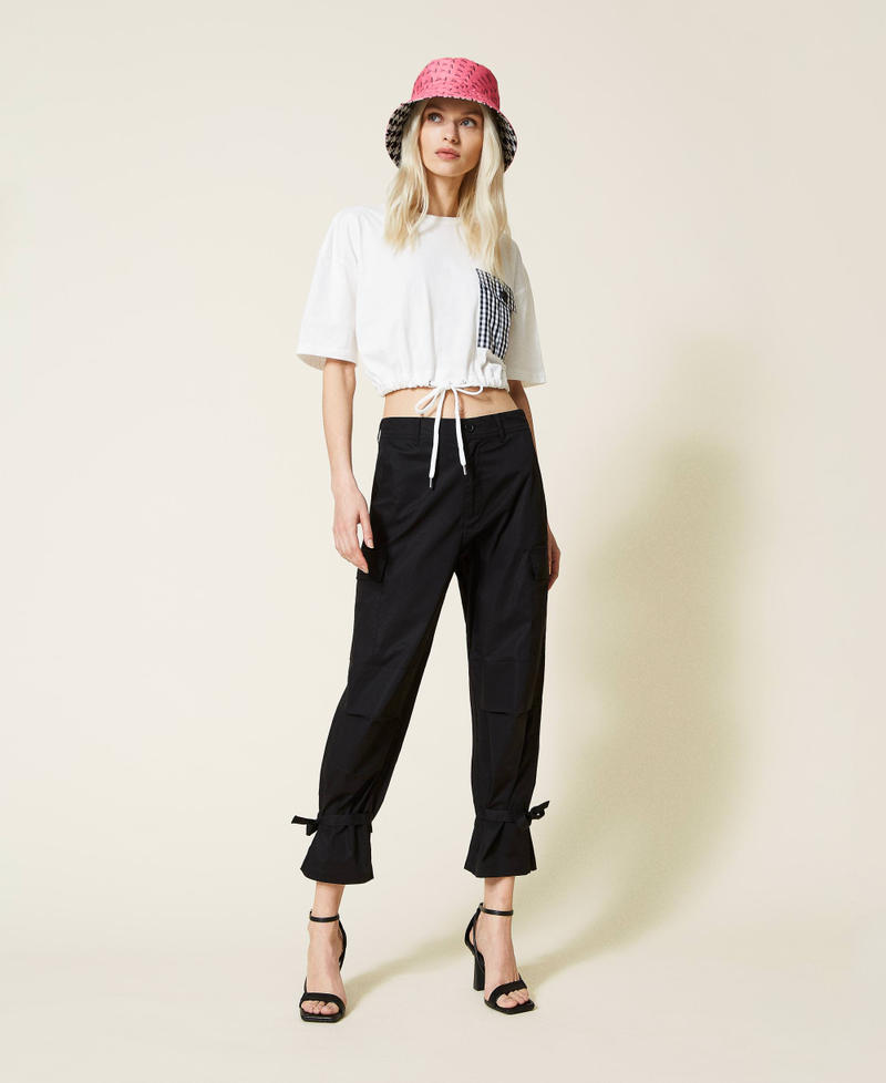 Kasten-T-Shirt mit Vichy-Tasche