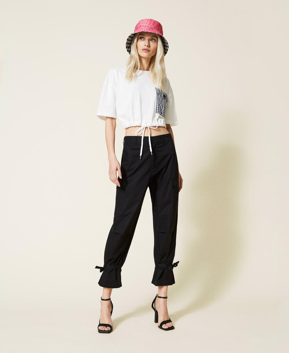 Kasten-T-Shirt mit Vichy-Tasche
