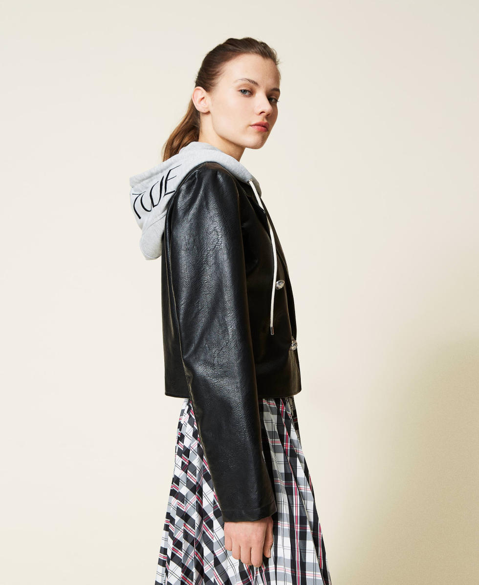 Blouson perfecto avec capuche amovible Femme Noir TWINSET Milano