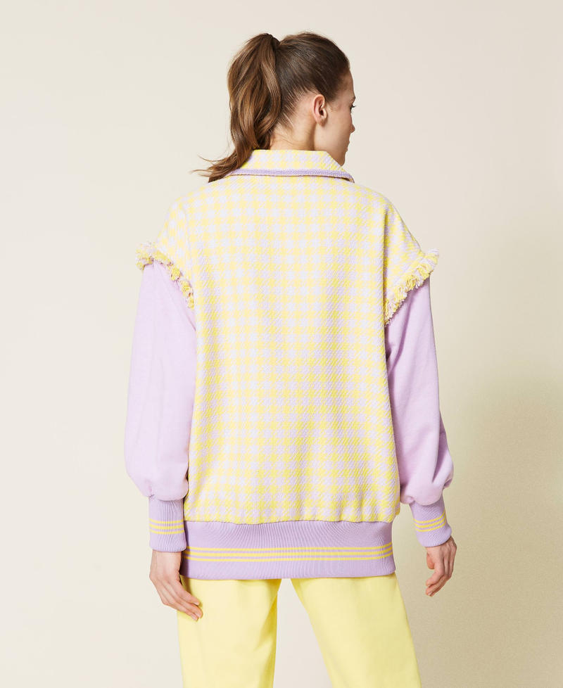 Houndstooth jacket with removable sleeves
