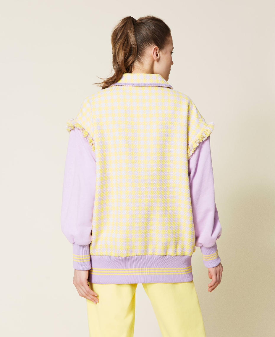 Houndstooth jacket with removable sleeves