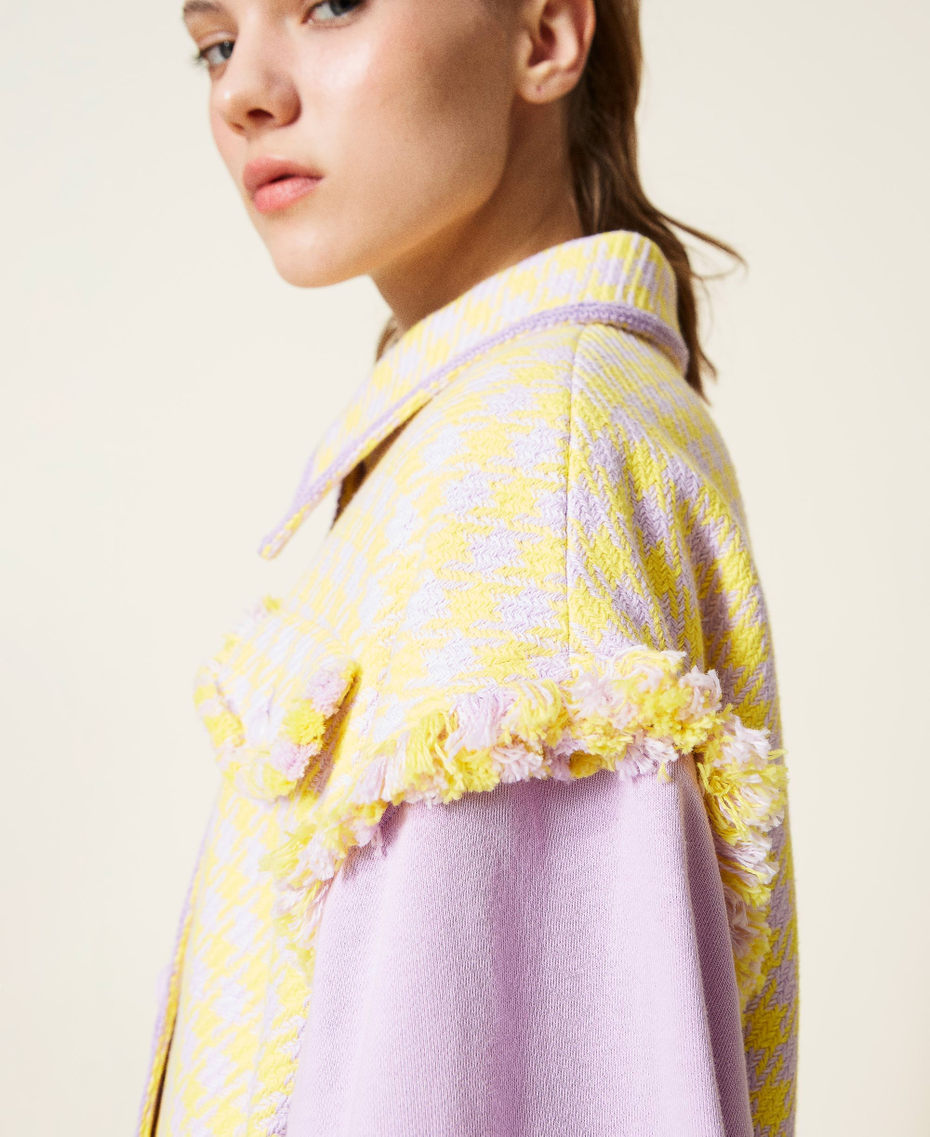 Houndstooth jacket with removable sleeves