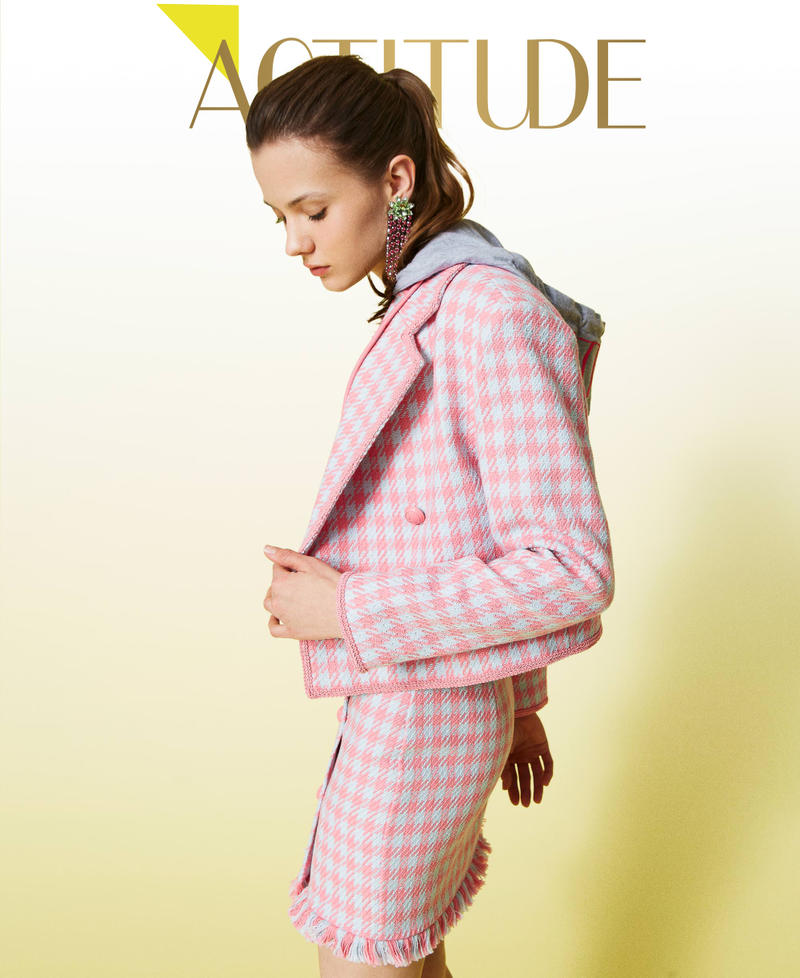 Houndstooth jacket “Hot Pink” / “Angel” Light Blue Houndstooth Woman 221AT2271-01