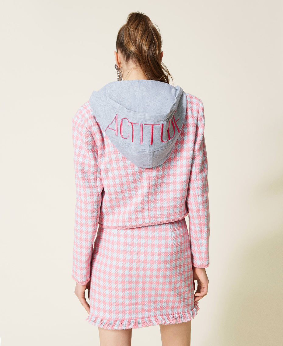 Houndstooth jacket “Hot Pink” / “Angel” Light Blue Houndstooth Woman 221AT2271-04