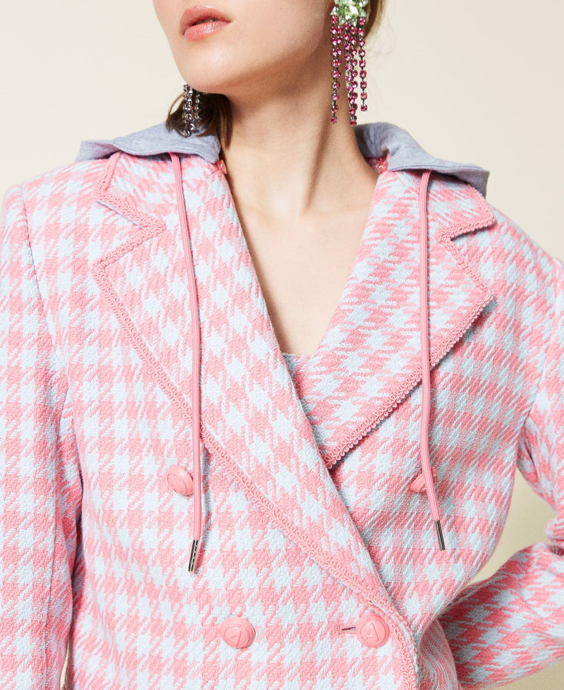 Houndstooth jacket “Hot Pink” / “Angel” Light Blue Houndstooth Woman 221AT2271-05