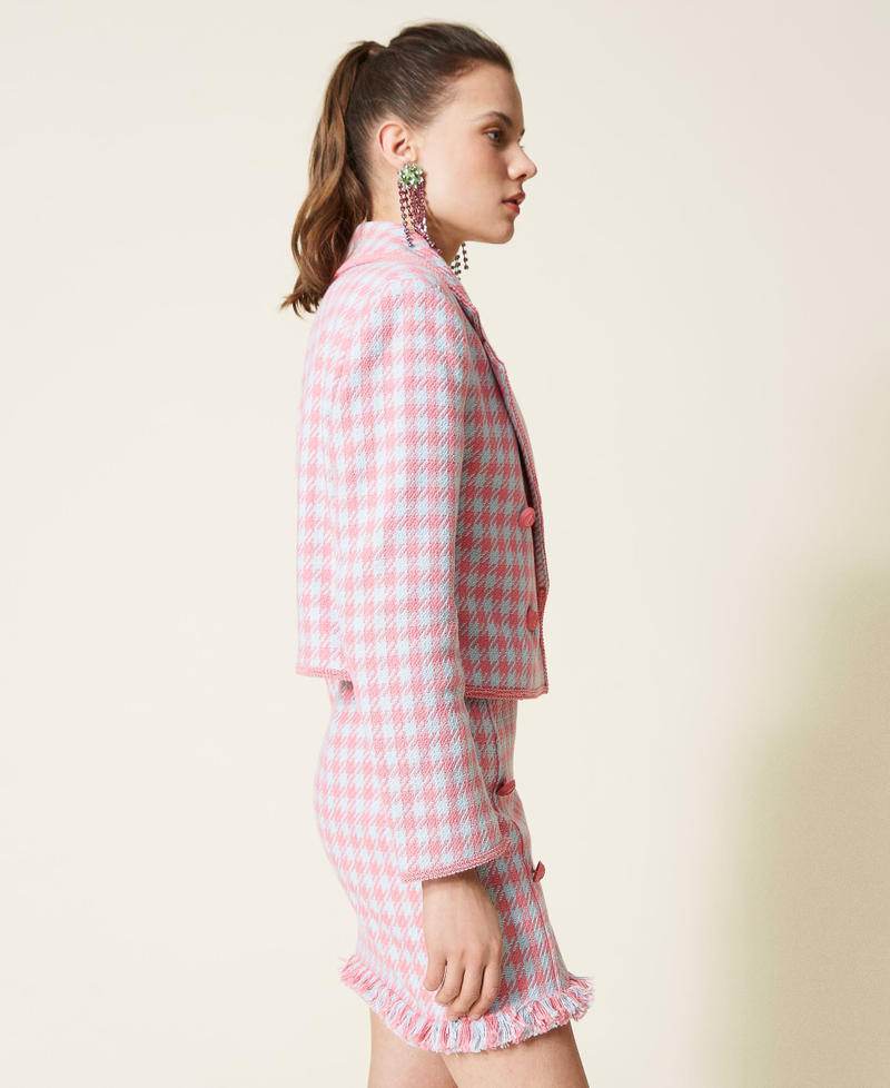Houndstooth jacket “Hot Pink” / “Angel” Light Blue Houndstooth Woman 221AT2271-06