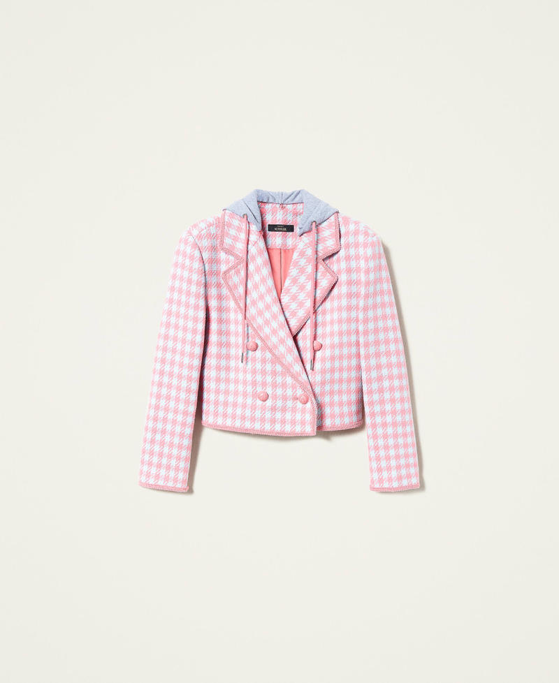 Houndstooth jacket “Hot Pink” / “Angel” Light Blue Houndstooth Woman 221AT2271-0S