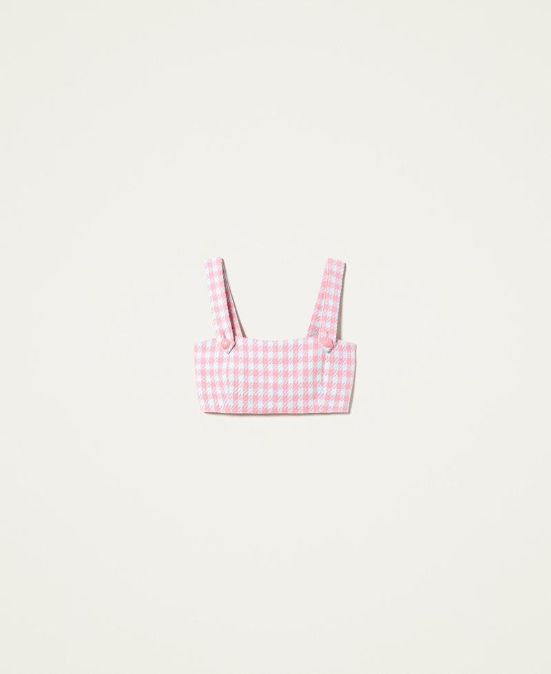 Houndstooth cropped top “Hot Pink” / “Angel” Light Blue Houndstooth Woman 221AT2272-0S
