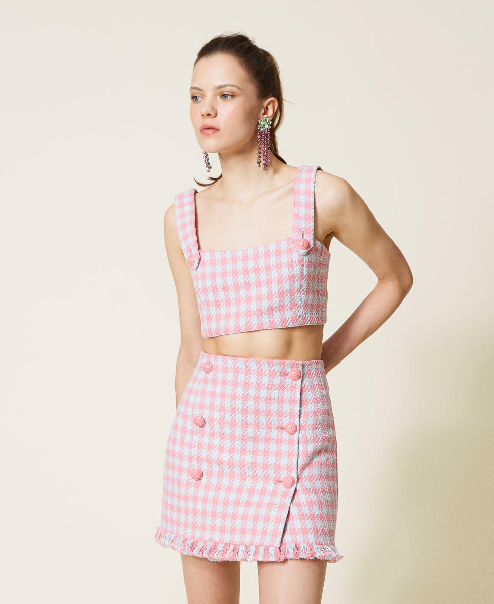 Pink houndstooth skirt cheap