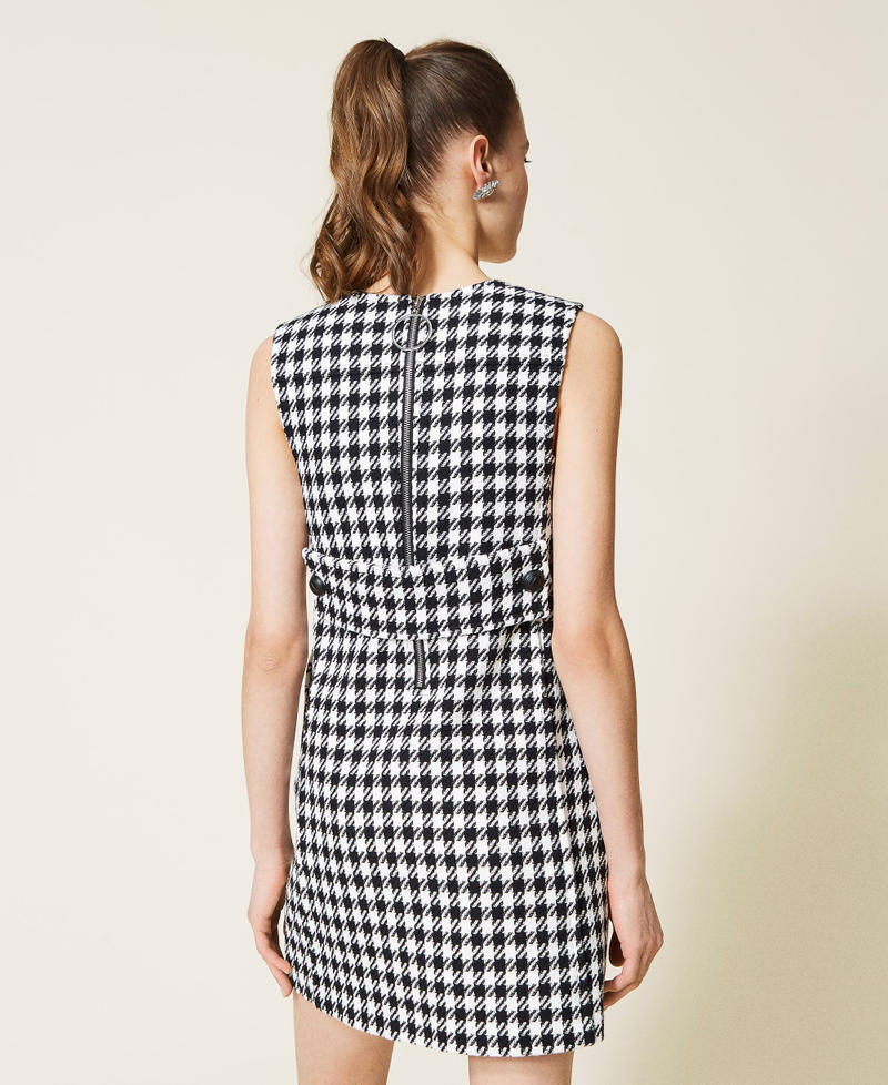 Houndstooth short dress Black / Off White Houndstooth Woman 221AT2275-04