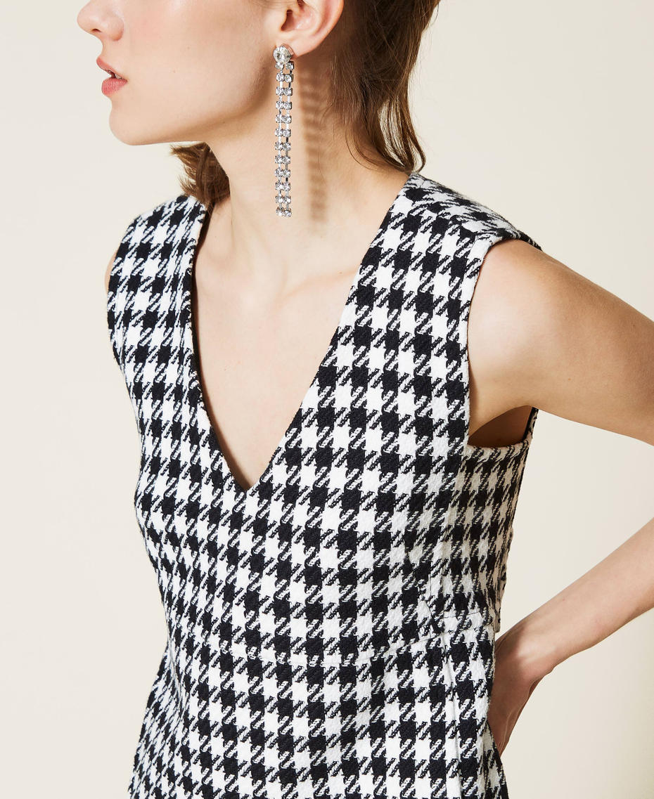 Houndstooth short dress Black / Off White Houndstooth Woman 221AT2275-06