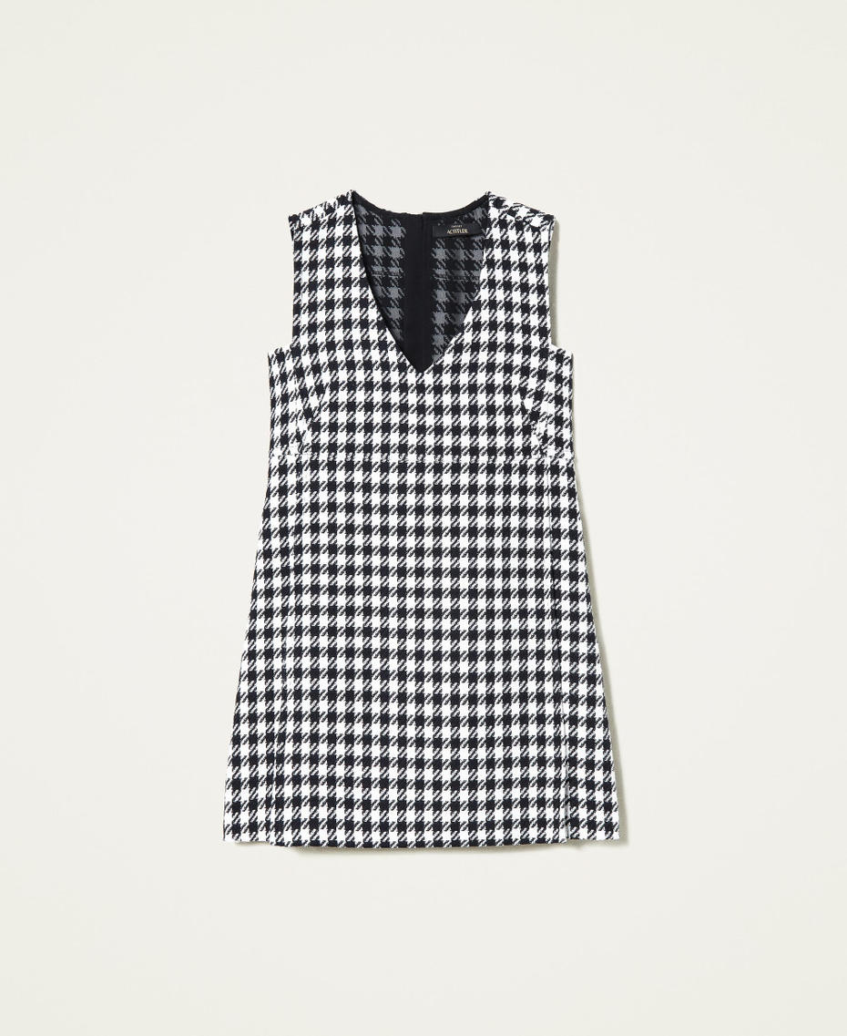 Houndstooth short dress Black / Off White Houndstooth Woman 221AT2275-0S