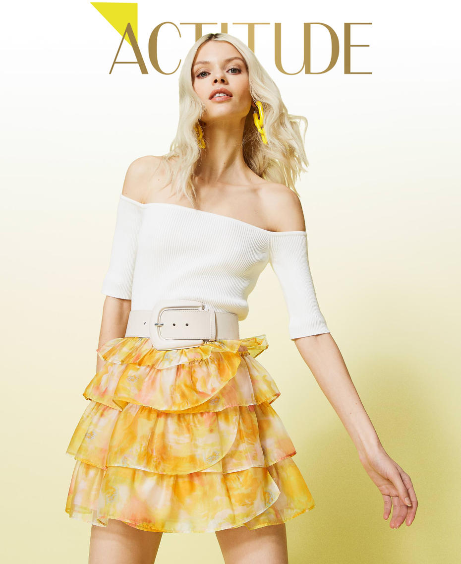 Falda de organza estampada