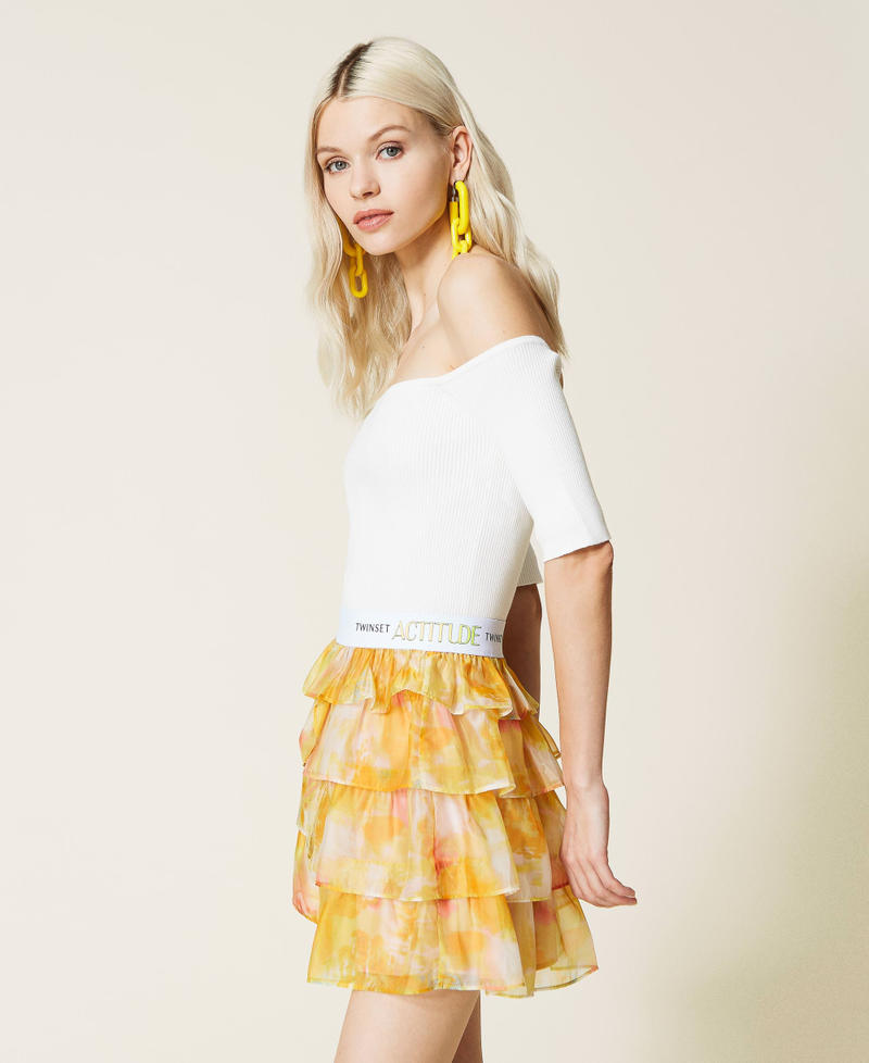 Falda de organza estampada