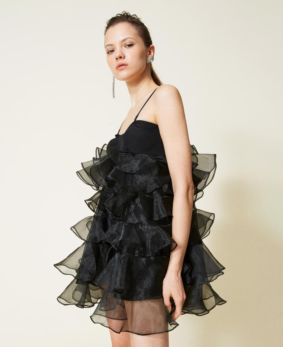 Organza dress with flounces