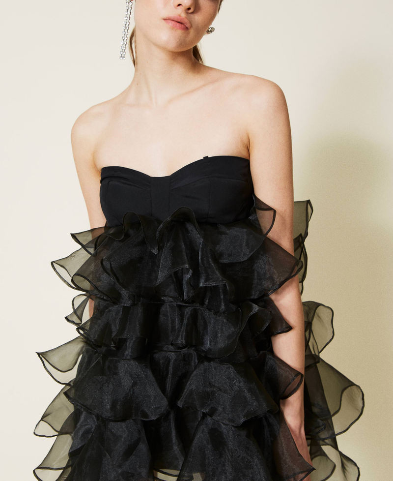 Organza dress with flounces