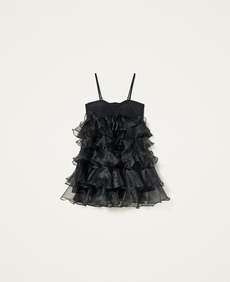 Organza dress with flounces Black Woman 221AT2283-0S