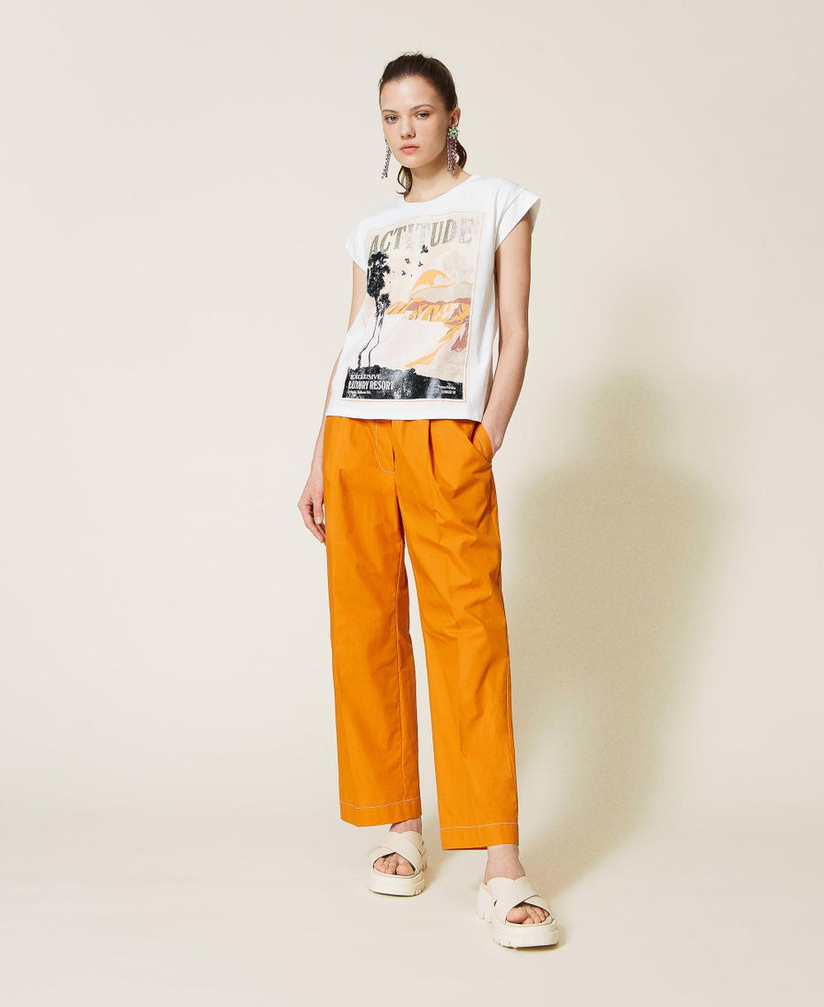 Regular t-shirt with print and glitter White Gardenia Woman 221AT2284_00224_06