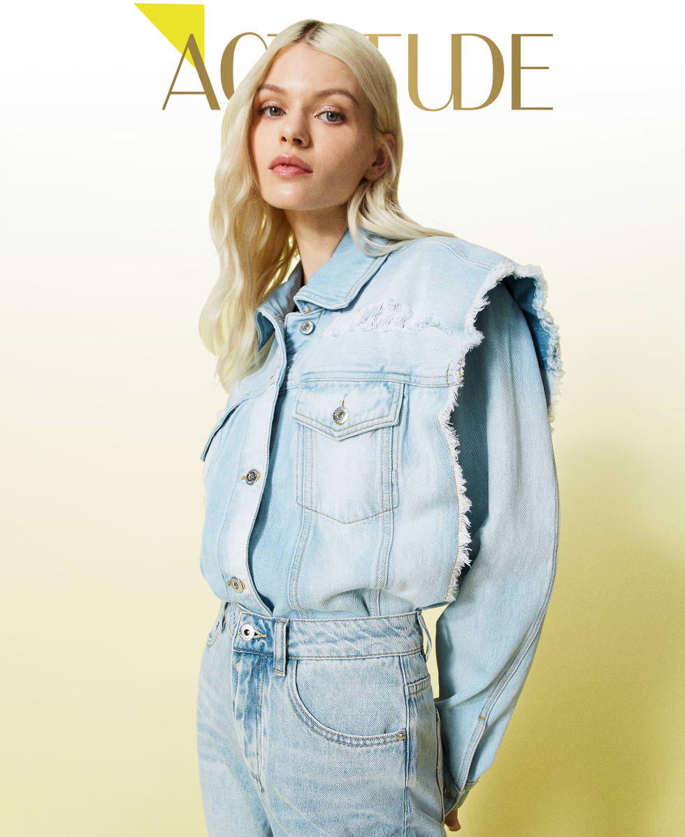Denim jacket with removable sleeves