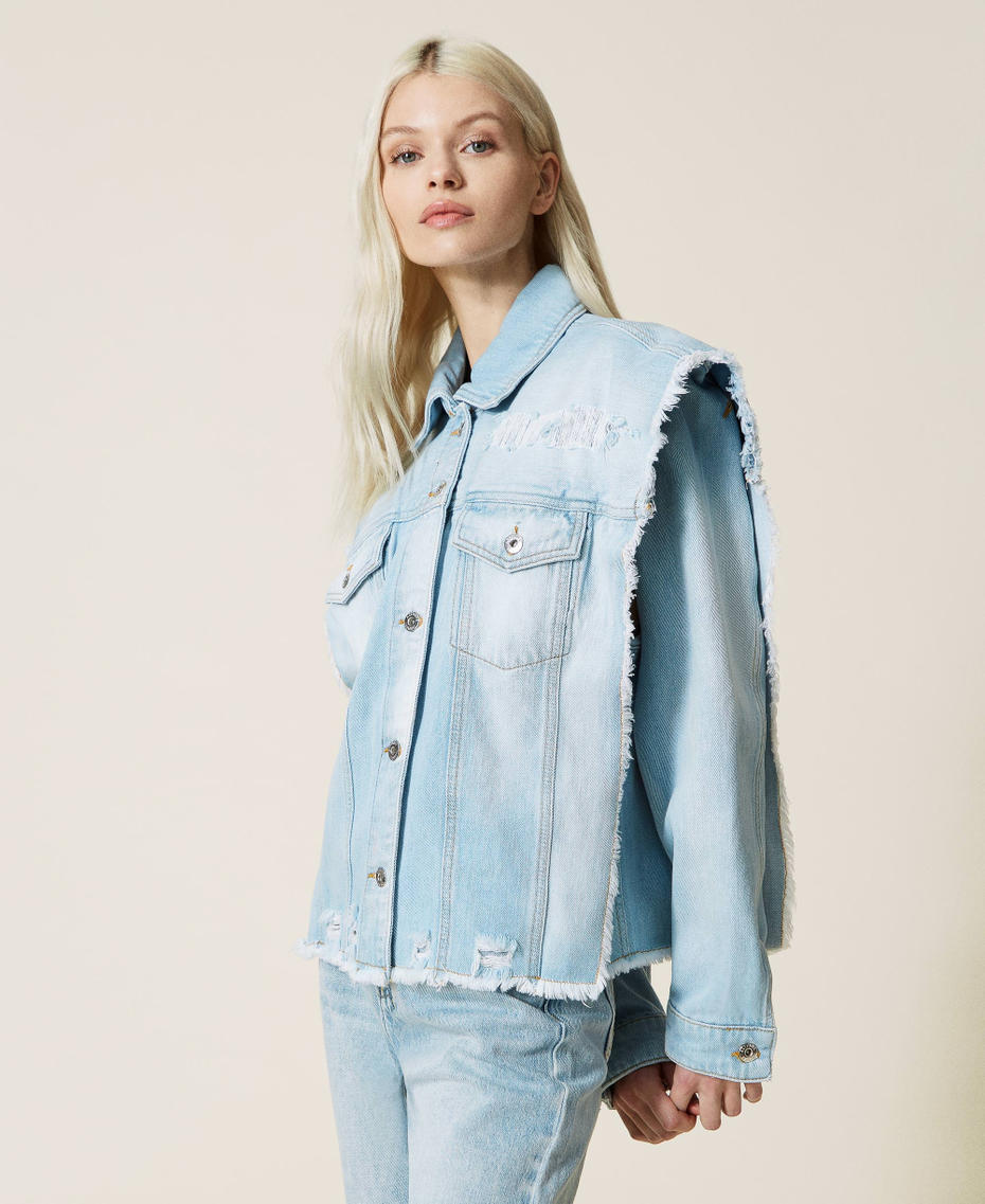 Denim jacket with removable sleeves Light Denim Woman 221AT2290-03