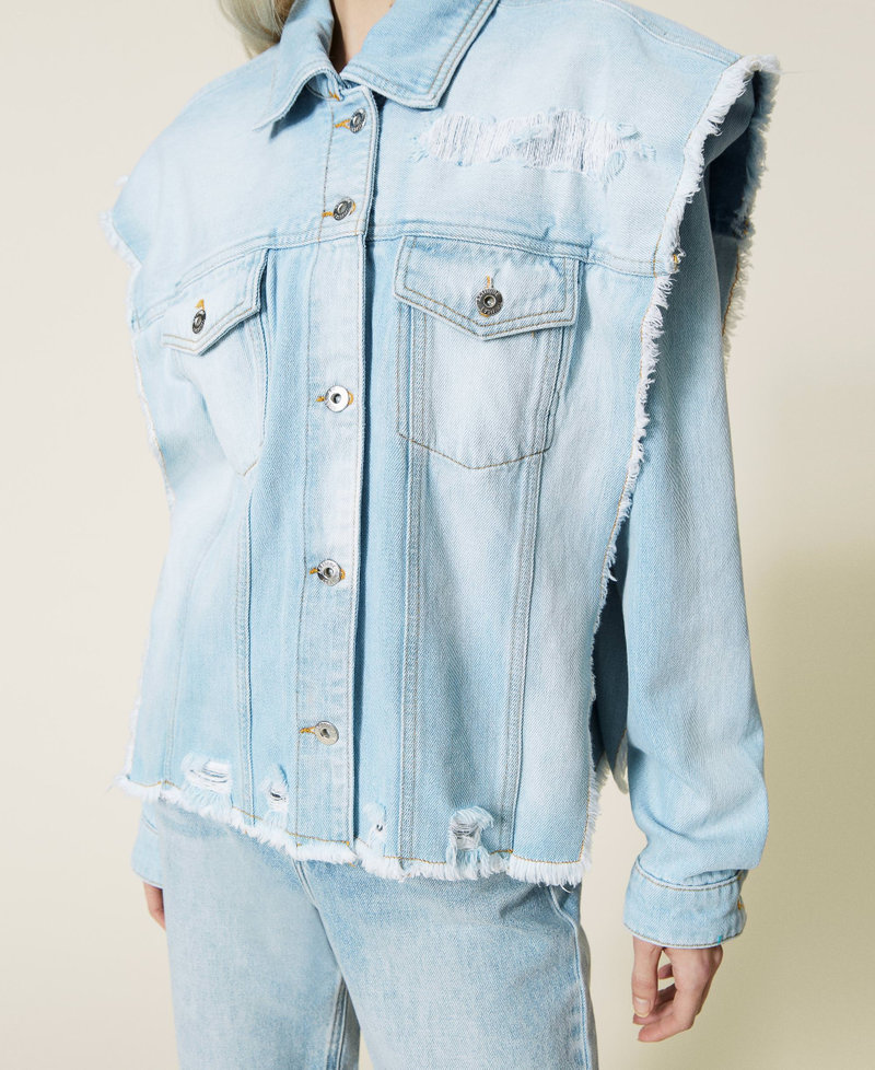 Denim jacket with removable sleeves Light Denim Woman 221AT2290-06