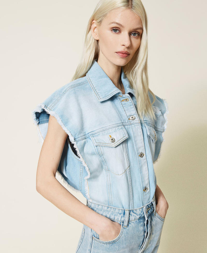Denim jacket with removable sleeves Light Denim Woman 221AT2290-07