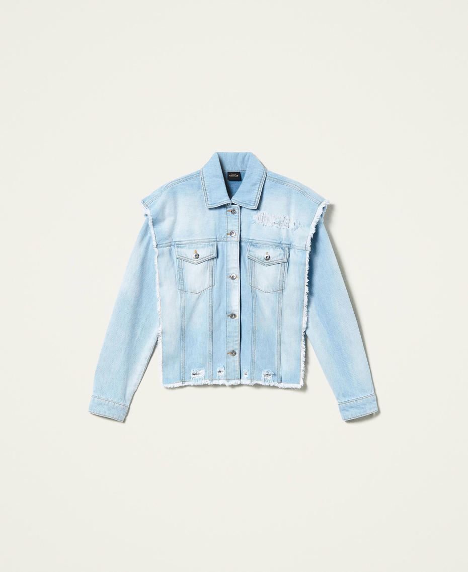 Denim jacket with removable sleeves