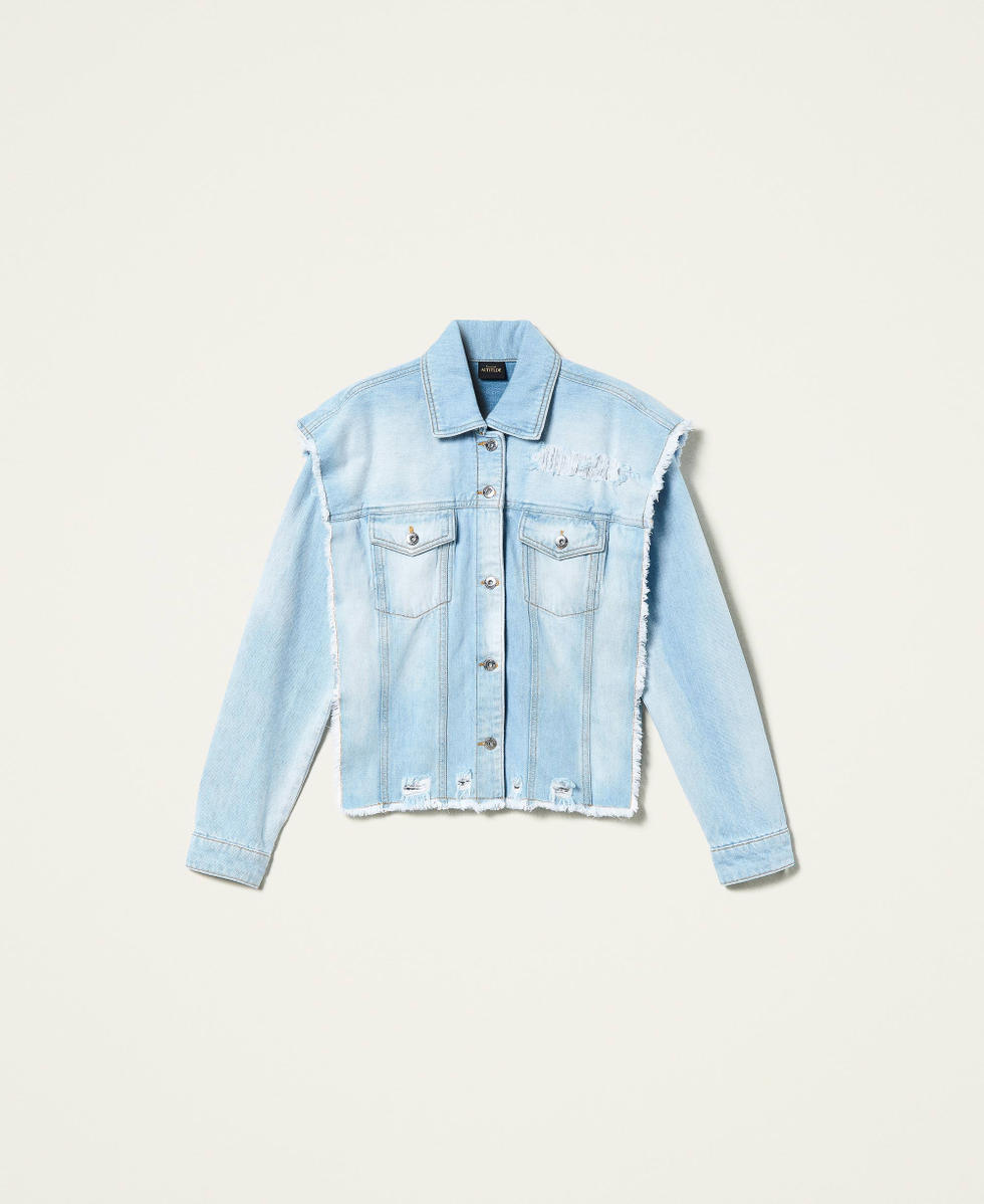 Denim jacket with removable sleeves